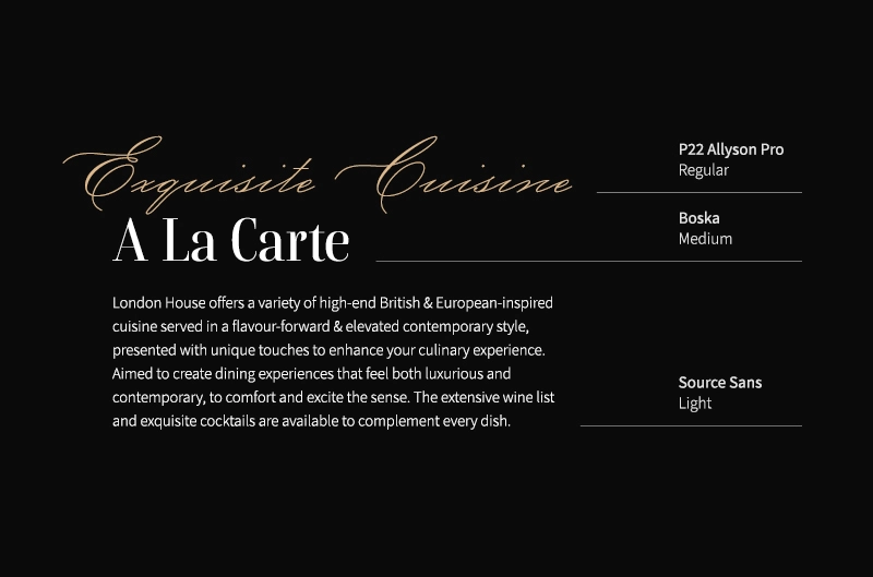 List of fonts used for London House