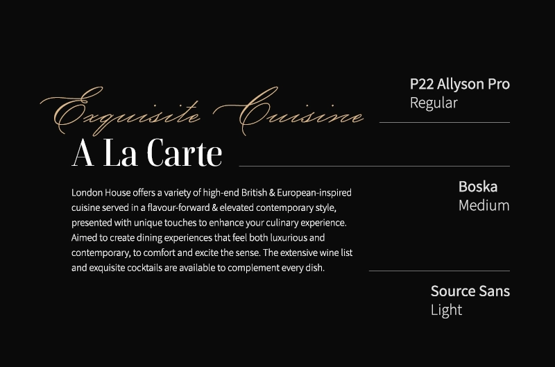List of fonts used for London House