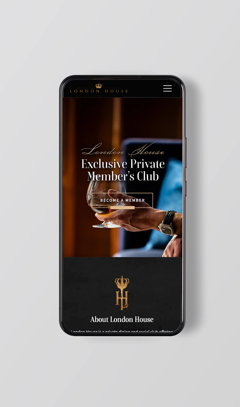 London House website on a phone